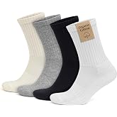 GoWith Organic Cushioned Cotton Crew Socks for Men &amp; Women, 4 Pairs | Organic Cushioned Cotton Socks Athletic Sport Seamless Breathable