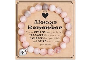 JEWELRYCARD Jewelry&Card Gifts for Teen Girls, Natural Stone Heart Bracelets, Mothers Day Gifts Ideas for Daughter Granddaughter Niece, 3-21 Year Old Birthday Gifts