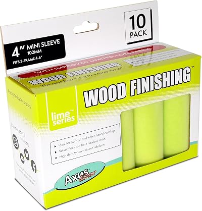 Axus Decor Lime Wood Finishing Mini Roller Sleeves 4 Inch Pack of 10