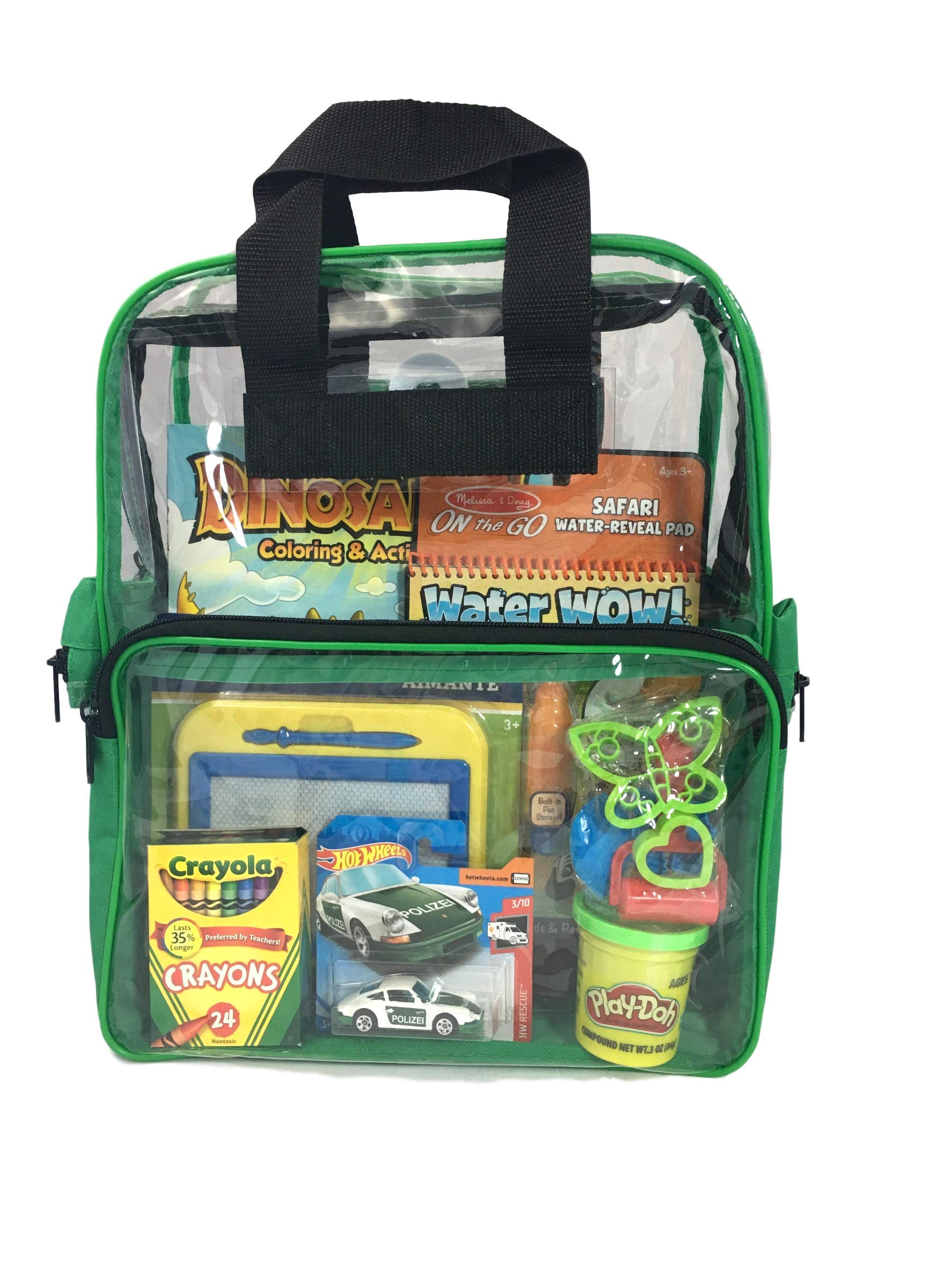 Apex Travel Kids Pack - Activity Travel Bag for Boys - Clear Backpack - TSA Approved - BOYS (GREEN)