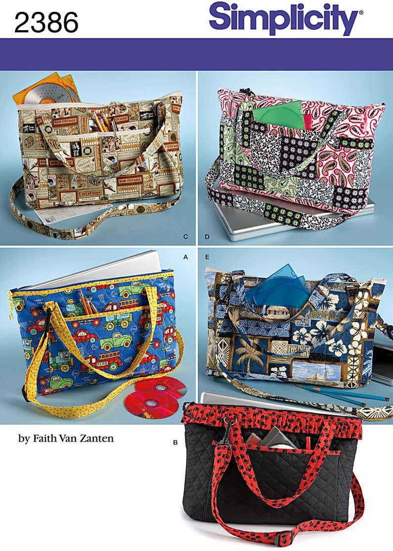 Simplicity Sewing Pattern 2386 Laptop Totes, One Size