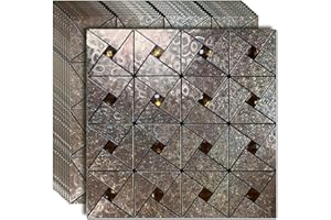 sanyeskkiy 10 Sheets Peel and Stick Backsplash Tile, Self-Adhesive Mosaic Tile, Stick on Kitchen, Bathroom Vanities, Fireplace Décor, Laundry Table (Lasing Bronze)