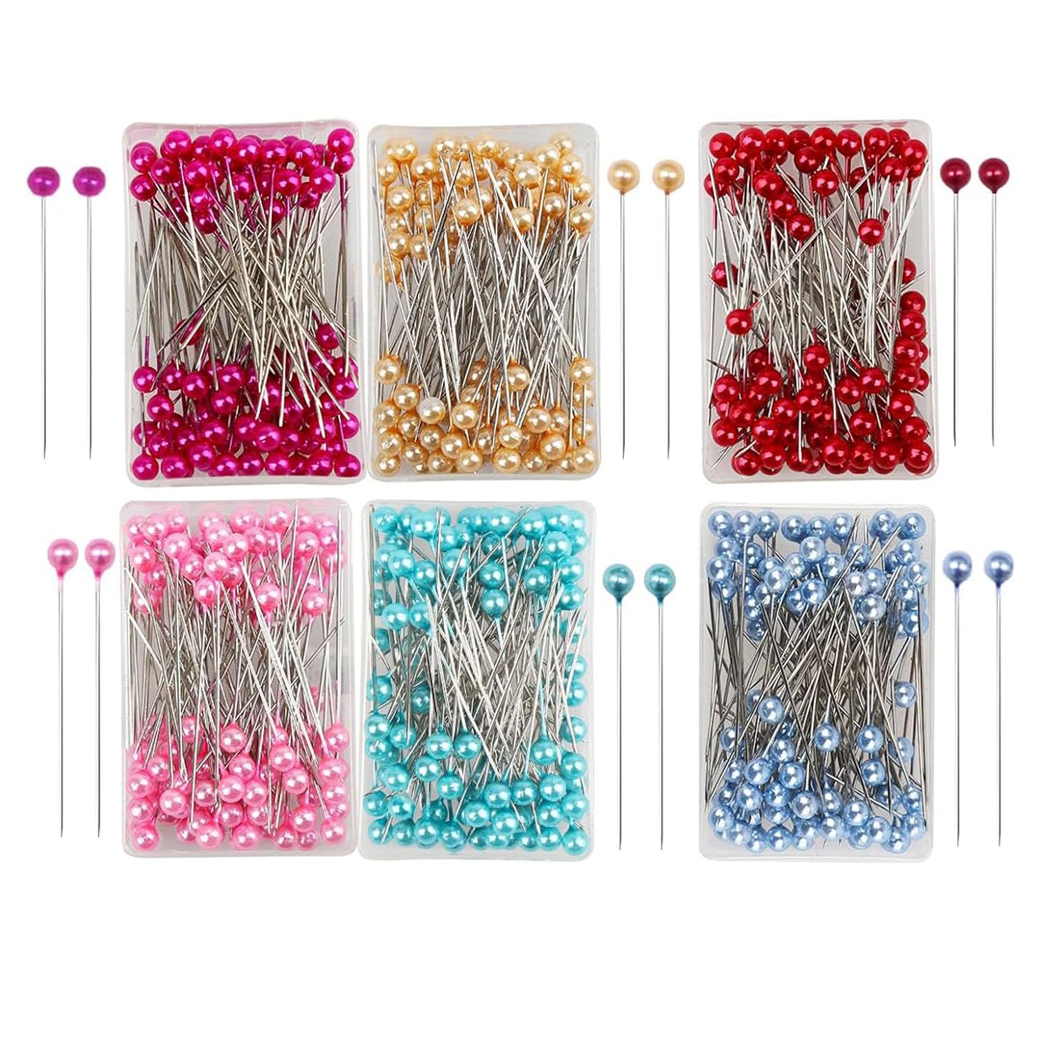 600 Pcs Colorful Sewing Pins with Glass Heads, Multi-Purpose Garment Needles for Tailoring, Crafting, and DIY Projects, Durable and Easy to Use, Includes Six Vibrant Colors for Organization