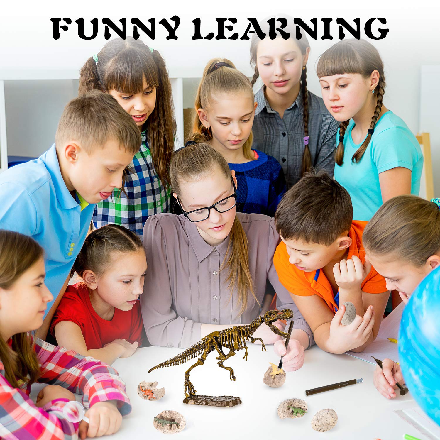 Dinosaur Fossil Digging Kit for Kids, Eggs Excavation Dig Kit, Toys for Kids 5-7 8-12, Great Birthday for Boys and Girls