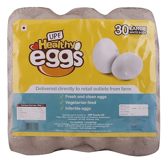 UPF Healthy Daily White Eggs - Large, Pack of 30