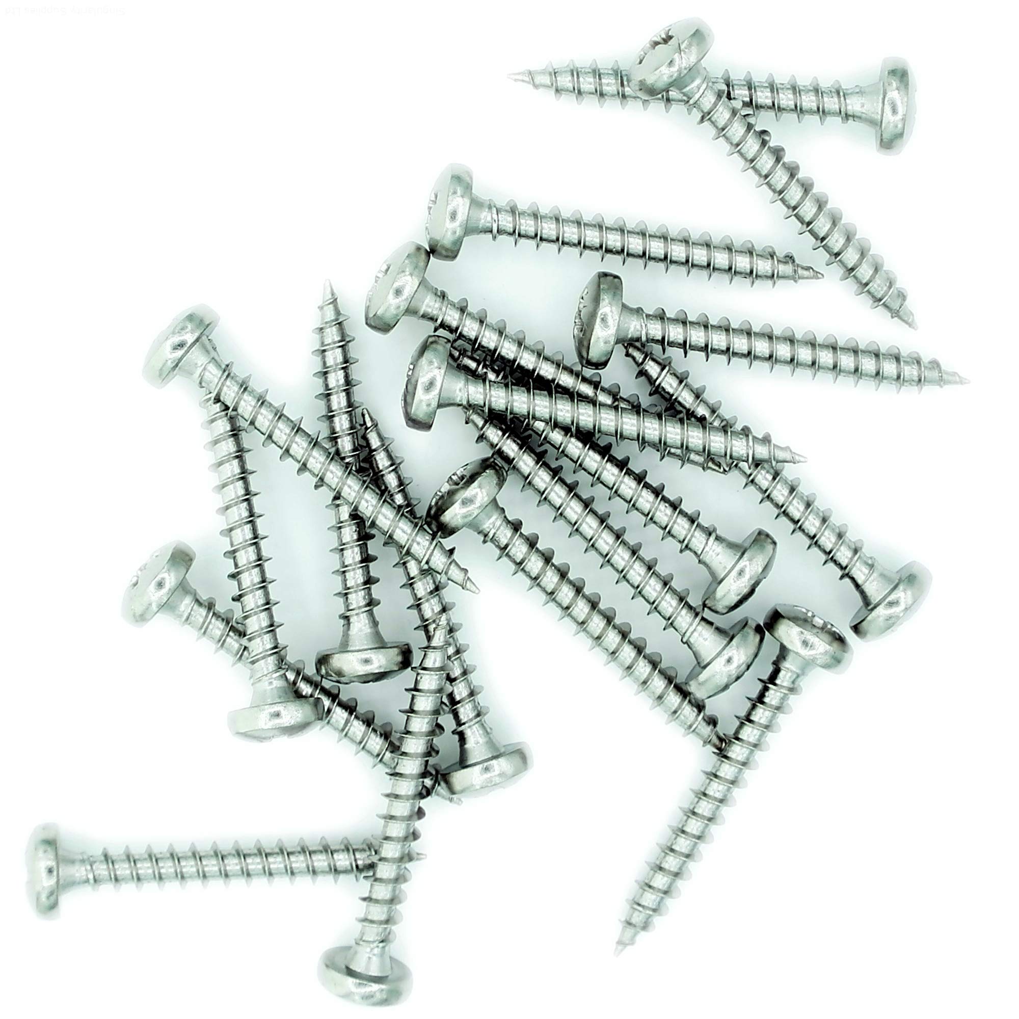 No.8 x 1 (4.5mm x 25mm) Pozi Pan Chipboard Screw - Stainless Steel (A2) (Pack of 50)