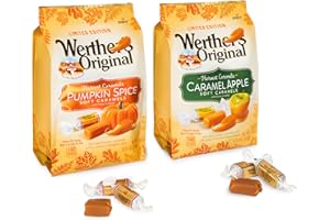 Treatizo - Caramel Apple & Pumpkin Spice Original Soft Caramels Individually Wrapped Sharable Fall Flavored Candies, 8.57 ounce Bags, Pack of 2