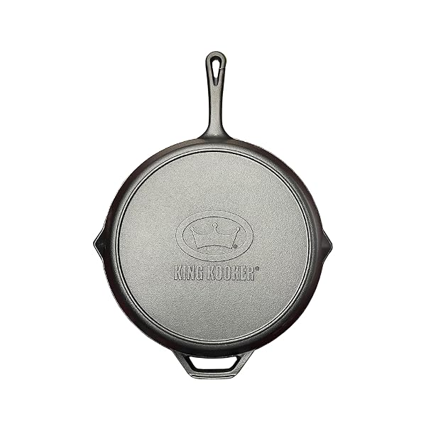 KING KOOKER 20-INCH OVERSIZED SEASONED CAST IRON SKILLET HEAVY DUTY PAN IDEAL FOR GAS GRILL, OVEN, CAMPFIRE USE