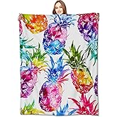 VODRM Pineapple Blanket Vibrant Tropical Fruit Throw Blankets with Rainbow Hues,Birthday Gifts for Kids Adult & Food Lovers,Lightweight Soft Fleece,for Sofa Couch Bed Room Summer Decor 50x60in