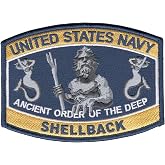 Popular Patch US Naval Shellback, King Neptune Ancient Order of the Deep - Embroidered Iron-on Display Collectible Novelty Patch
