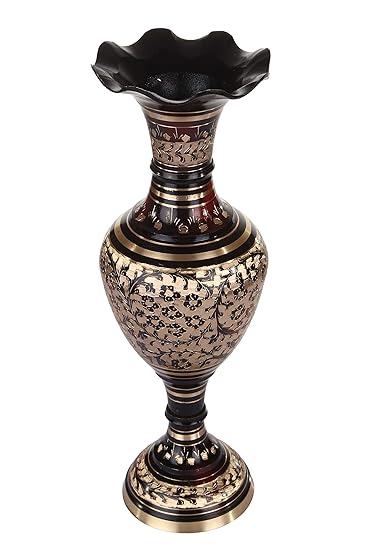 Buy Dealfreez Antique Brass Flower Vase Mughal Design Carving