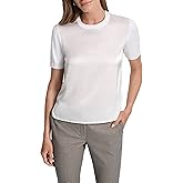 DKNY Womens Short Sleeve Crew Neck Blouse