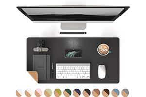 RENMTURE Dual-Sided Desk Pad, Natural Cork & PU Leather Large Mouse mats for Office and Home Work, Desk Protector Non-Slip, W