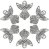 pson 30Pcs 27x24mm Angel Charms, Wing Pendants with Smooth Edges for DIY Jewelry Making, Bracelets, Necklaces, Earrings, Religious Crafts(Antique Silver)