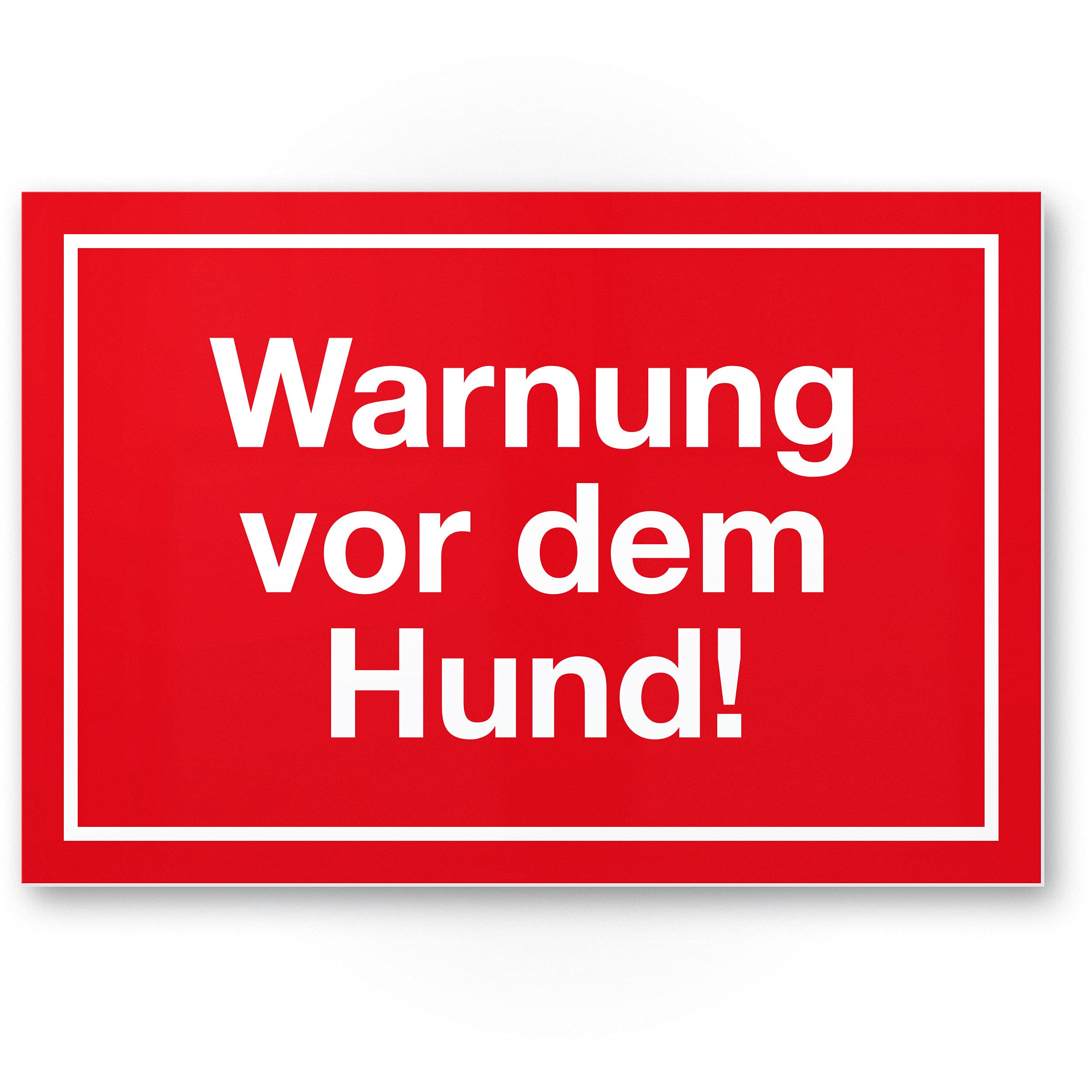 Warning Before The Dog Plastic Sign – Red, 30 x 20 cm, Weatherproof, Dog Sign The Garden Gate, Entry Gate/Front Door, Door Sign Deterrent, Warning Sign Burglary Protection