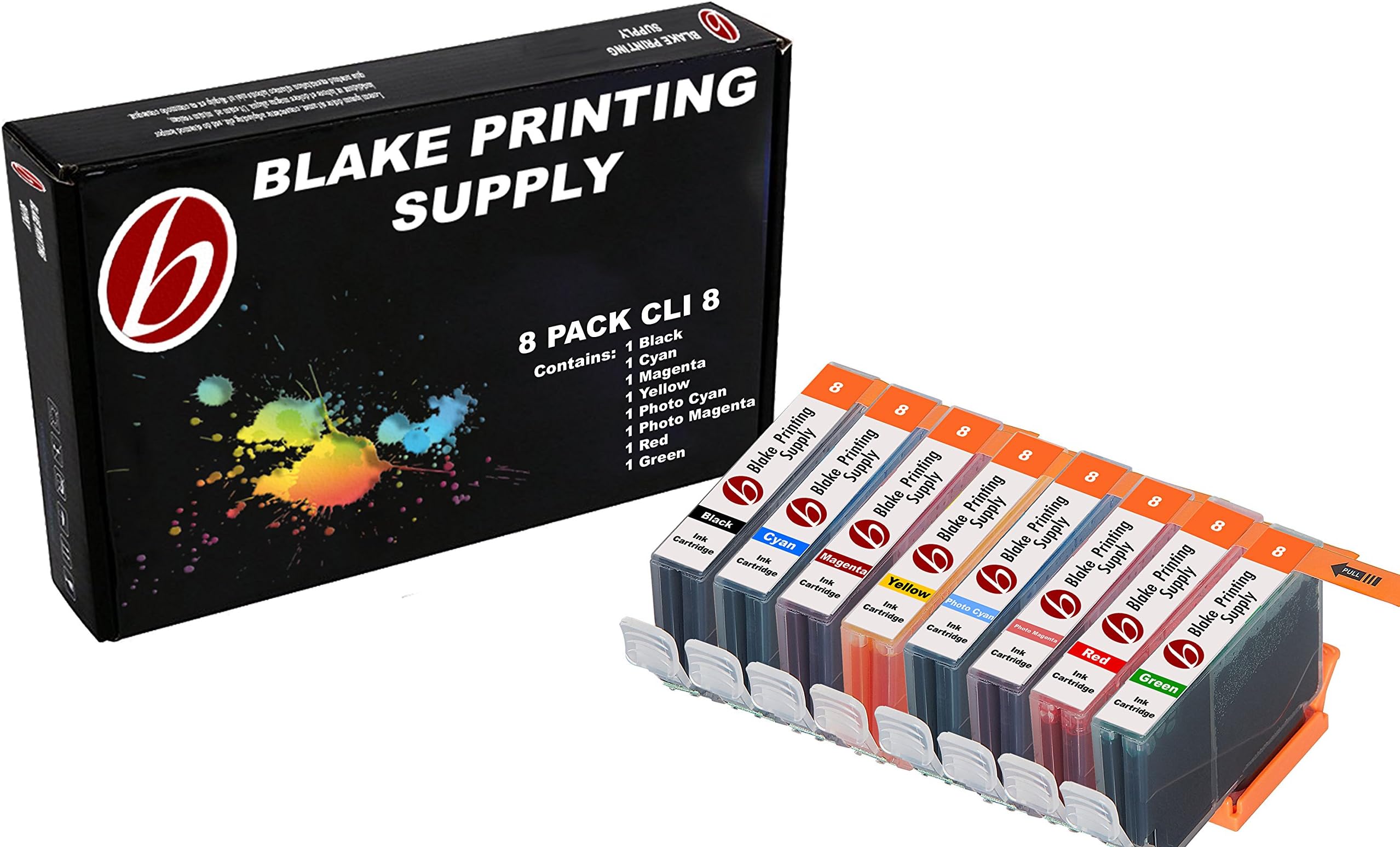 8 Pack Blake Printing Supply CLI8 Ink Cartridges for Canon PIXMA Pro 6000 PIXMA Pro 6500 PIXMA Pro9000 PIXMA Pro9000 Mark II