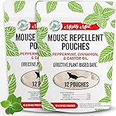 Mighty Mint Mouse Repellent Pouches – Peppermint, Castor Oil & Cinnamon Formula – Natural Indoor Deterrent for Mice and Rodents – Plant-Based, Long-Lasting Protection – 12 Count (Pack of 2)