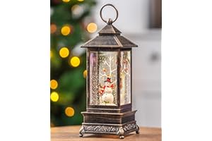 TIJNN 11.8" Snow Globe Lights, Creative Vintage Musical Lights USB or Battery Powered, Water Snow Spinning Flashing Christmas Home Decoration and Gifts（The Snowman and The Cardinal）