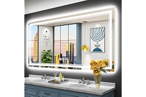 AWANDEE 72x36 LED Bathroom Mirror with Lights, Backlit + Front Lit, Anti-Fog Lighted Vanity Mirror for Bathroom Wall with 3 Colors, Stepless Dimmable, Memory, Shatter-Proof, Tempered Glass, ETL Listed
