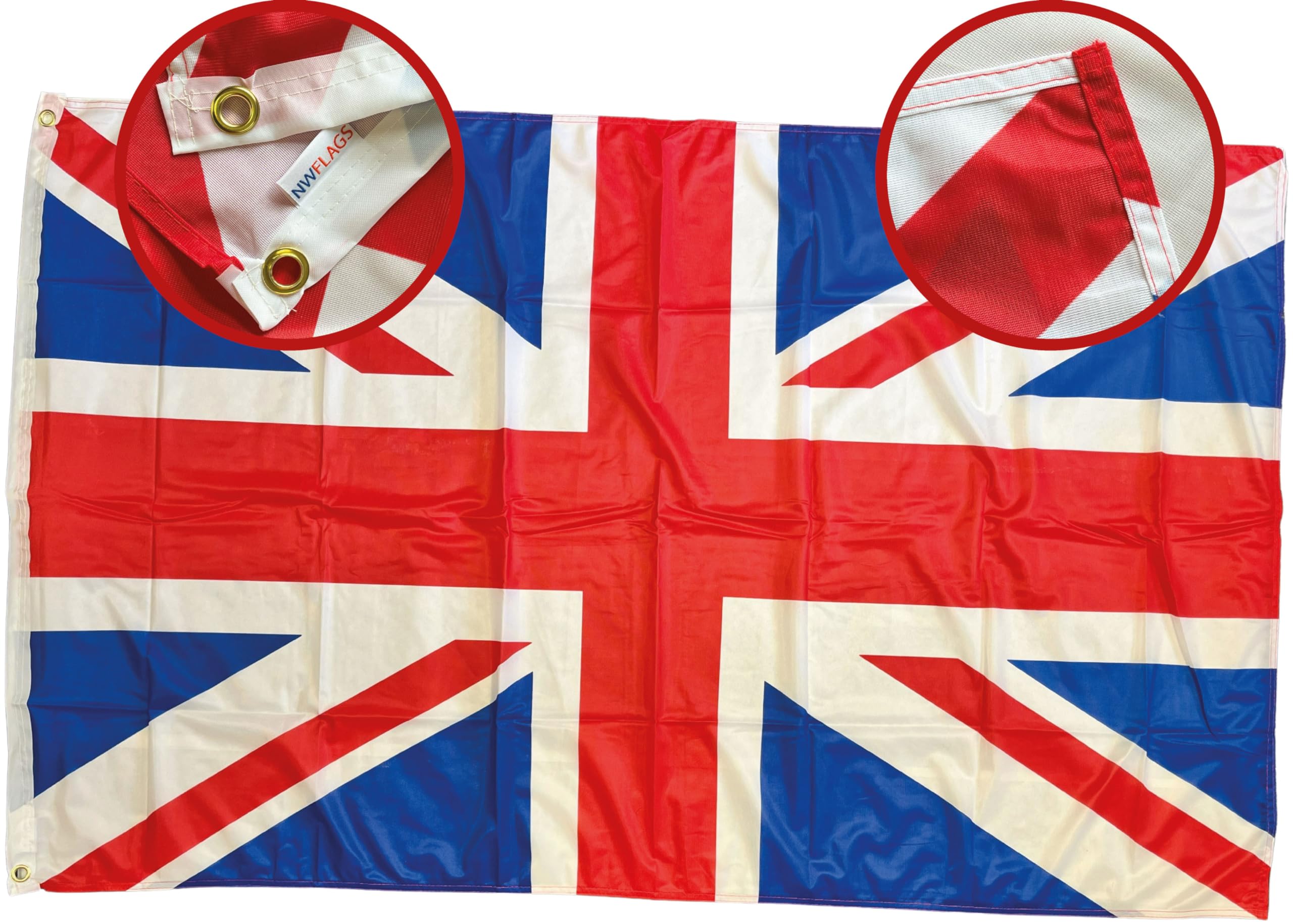 NWFlags Union Jack Flag 5ft x 3ft | Outdoor Heavy 110d Knitted Polyester | 5x3 Union Flag for Flagpole
