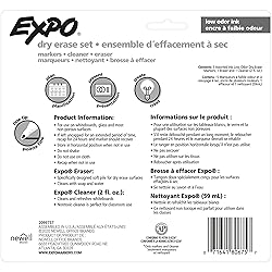 EXPO Low Odor Dry Erase Marker Set with White Board