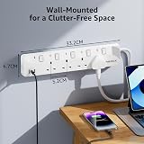 PIBEEX Extension Lead with USB C PD 20W 2 USB A 1 USB C 4 Way 2m Wall Mount view 6