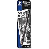 Staedtler Mars Lumograph Black, Carbon Blend Provides Jet Black Lines, Professional Art Pencils, Tin of 6 Assorted Black Sket