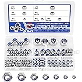 180Pcs Locknuts, Hex Lock Nuts, 304 Stainless Steel Metric Nylon Insert Lock Nuts Sets, 7 Size - M3 M4 M5 M6 M8 M10 M12 Stand