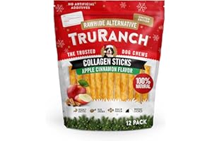 TRURANCH 5'' Collagen Sticks Apple Cinnamon Flavored - 1 Bag, 12 Count, Holiday Limited Edition, Stocking Stuffer, Rawhide Free, Limited Ingredients Dog Chew