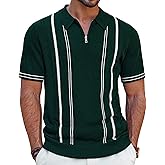 PJ PAUL JONES Mens Knit Polo Shirts Short Sleeve Quarter Zip Golf Shirt Vintage Shirts for Men