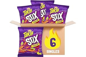 Takis Fuego Stix 6 pc / 4 oz Snack Size Case, Hot Chili Pepper & Lime Flavored Extreme Spicy Corn Snack Sticks