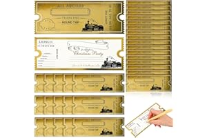 GISAFAI 25 Pcs Christmas Polar Golden Tickets Bulk North Pole Train Tickets Polar Conductor Believe Gifts Theme Party Favors Merry Christmas Xmas Gift Supplies