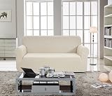 SAMSTEX 3 Seater Cream Stretch Sofa Cover One-Piece 4-Way Knit view 2