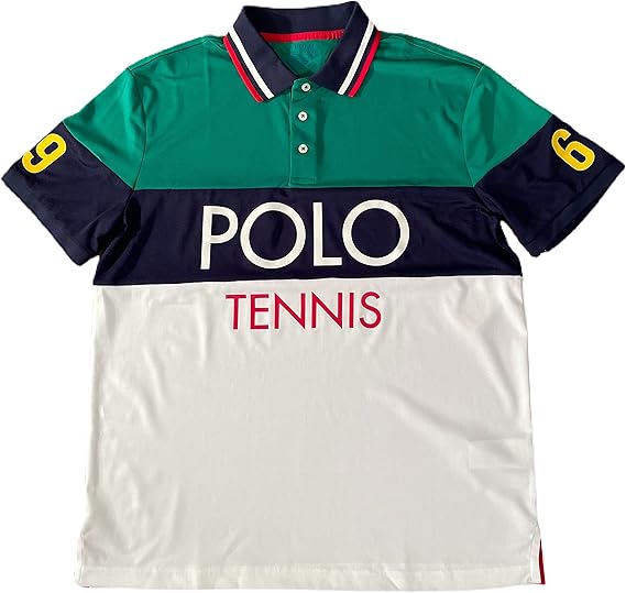 Ralph by Ralph Lauren Men's Polo Tennis Stretch Performance Pique Colorblock S/S Polo Shirt 