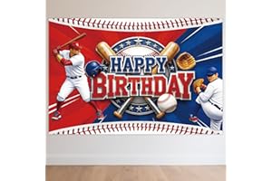 Baseball Birthday Party Backdrop, 150x100cm/59x39.4in Polyester Happy Birthday Photo Banner Sports Theme Party Decoration & B