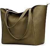 KALIDI Large Tote Bag Vegan Leather Casual Zipper Work Bag Weekender Hobo for Women 23L Oversize Shoulder Travel Purse