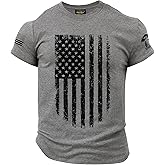 Mainfini Men's Patriotic Shirts Distressed American Flag 1776 Workout Gym Muscle T-Shirts (S-3XL)