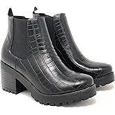 Soda Top Shoes Jaber Ankle Boot W Lug Sole Elastic Gore and Chunky Heel