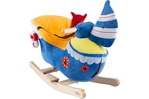 HAPPY TAILS Happy Trails Boat Rocker Toy-Kids Ride On Soft Fabric Covered Wooden Rocking Ship-Neutral Design for Any Nursery-Fun for Toddler Boys and Girls