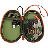 Protective Case Cover Bag for JBL Clip 5/4 Bluetooth Speaker, Portable Speakers Carrying Storage Organizer with Carabiner for Charger & Cable-Case Only (Green)