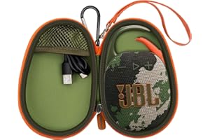 AGAINMORE Protective Case Cover Bag for JBL Clip 5/4 Bluetooth Speaker, Portable Speakers Carrying Storage Organizer with Carabiner for Charger & Cable-Case Only (Green)