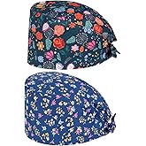 2 Pack Nurse Hats for Women Scrub, Scrub Hats Women, Nursing Caps for Women with Adjustable Lace, Soft Cotton for Long-Hour Surgical Procedures and Hospital Shifts Black