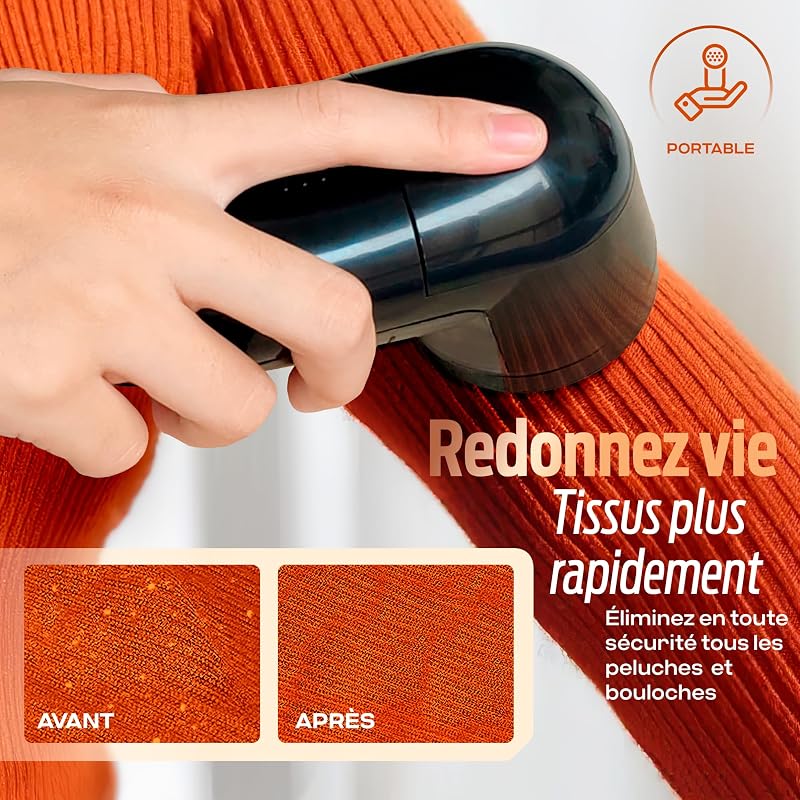 Rasoir Anti Bouloche Anti Peluche Électrique - Lames en Acier Inoxydable. Conteneur à Peluches Amovible. Piles incluses et Brosse de Nettoyage