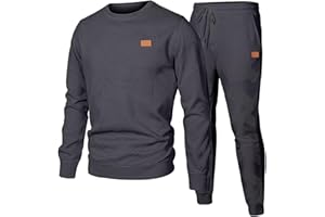 Dokotoo Men Men's 2 Piece Sweatsuits Outfits Casual Crewneck Jacquard Sweatshirt Joggers Sweatpants Set Tracksuit