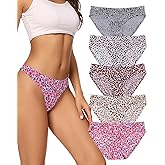 voenxe Women Bikini Underwear,Seamless Breathable Ladies Panties,No Show Comfortable Briefs Undies,Invisible Hipster,5-Pack