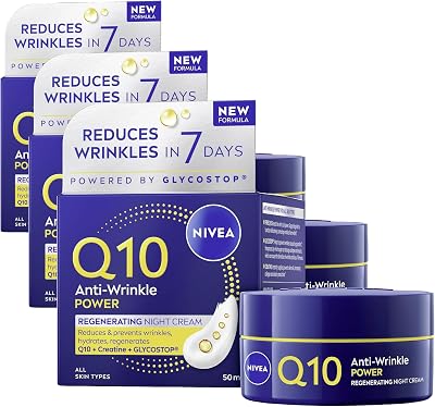 NIVEA Q10 Anti-Wrinkle Night Cream 50ml Pack of 3
