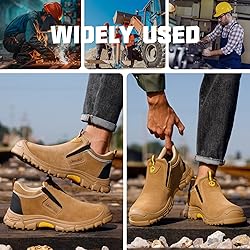 GLANOUDUN Steel Toe Shoes for Men Slip on Welding
