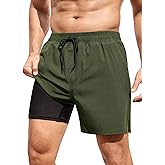 SILKWORLD Men's Swim Trunks Quick Dry Bathing Suits 6 Inch Swimming Shorts with Compression Liner and Zipper Pockets