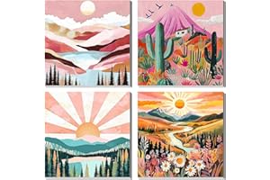 ZENDIYO 4 Pack Landscapes Paint by Numbers Adult Kit on Canvas with Framed, Adult Paint by Number Kits for Kid Beginner, DIY 