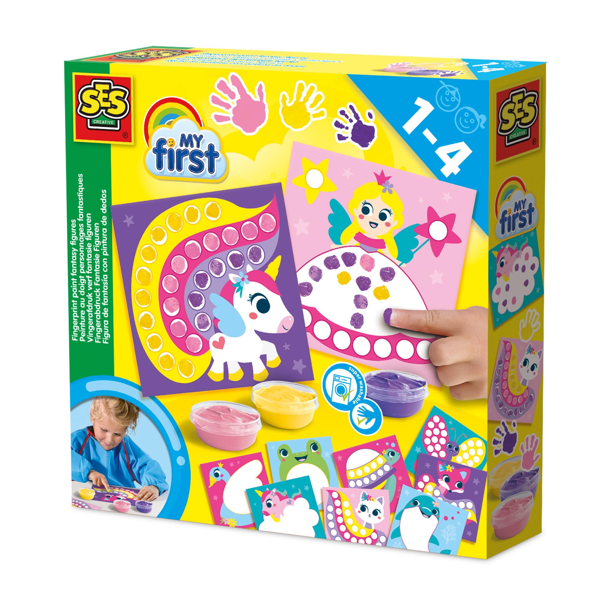 SES Creative 14446 My First Fingerprint Paint Fantasy Figures - Creative Play Kit for Kids Aged 1+ - Safe Materials - Create Fantasy Figures with 10 Easy-to-Clean Finger Paints